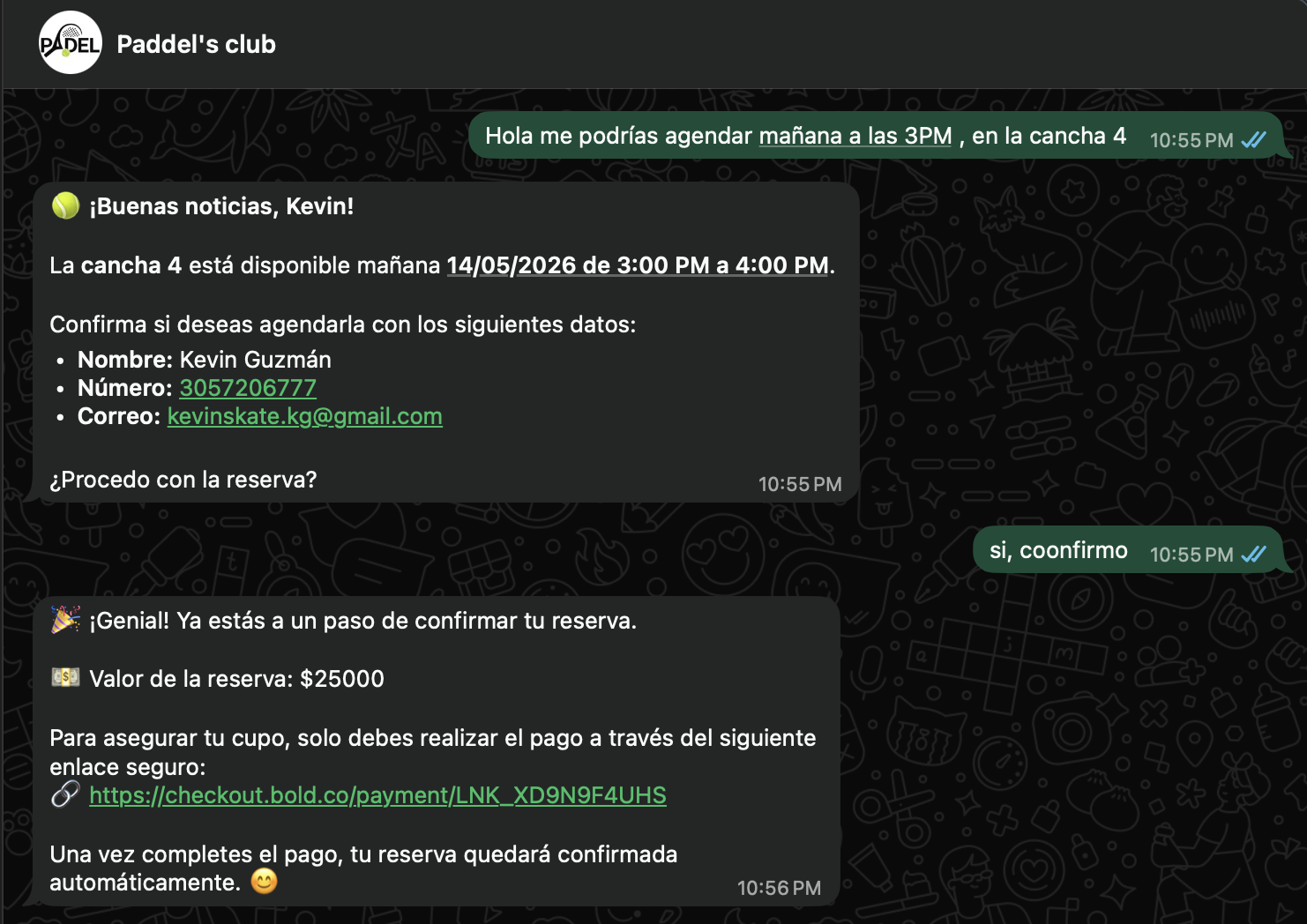 Agendamiento, reservas y pagos Club de Padel — 1