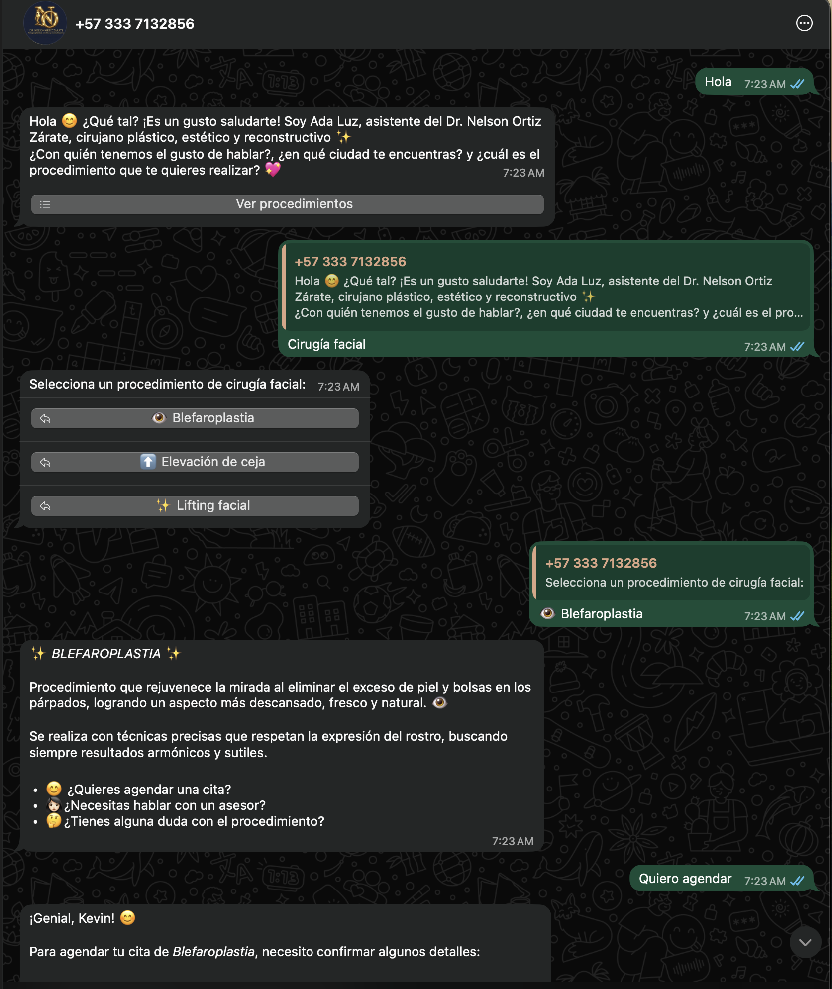 Agendamiento, consulta de información y asistente virtual para cirujano — 1