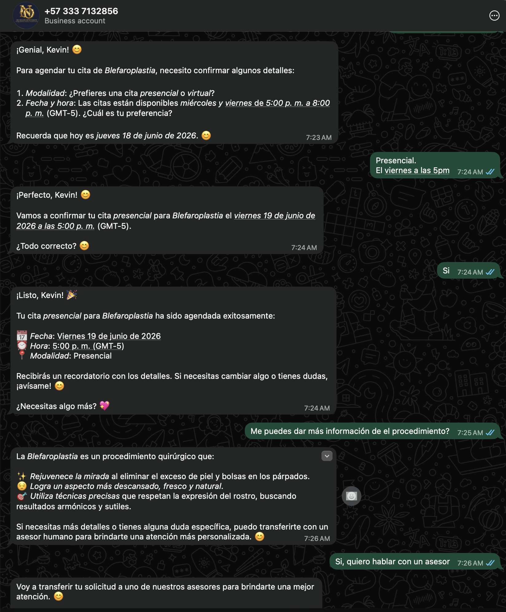 Agendamiento, consulta de información y asistente virtual para cirujano — 2